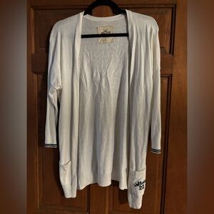 Hollister Cardigan White and Navy Blue Stripes Preppy